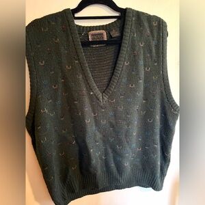 Paolo Conti Dark Green Knit V-Neck Sweater Vest